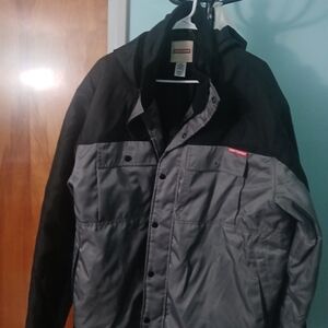 Men's Black and Gray Raincoat (Used)